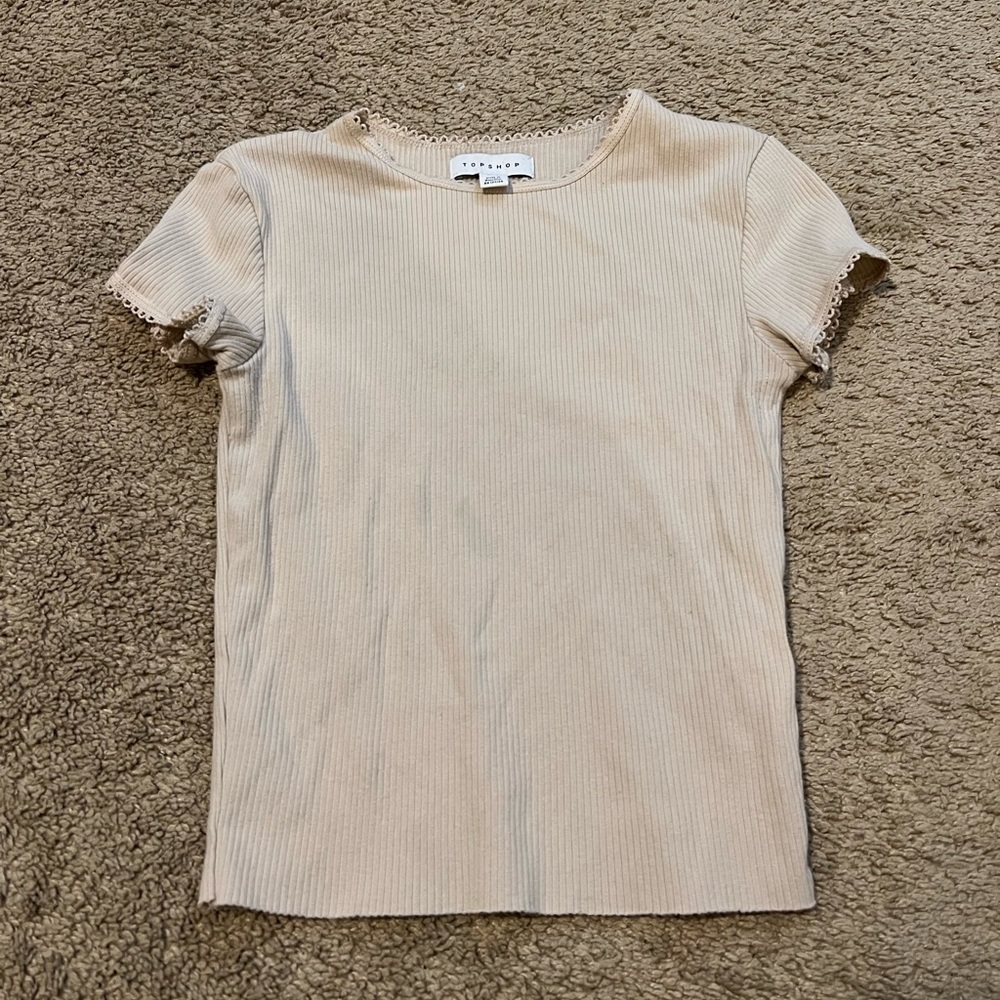 Topshop Cropped Neck Detail Tee